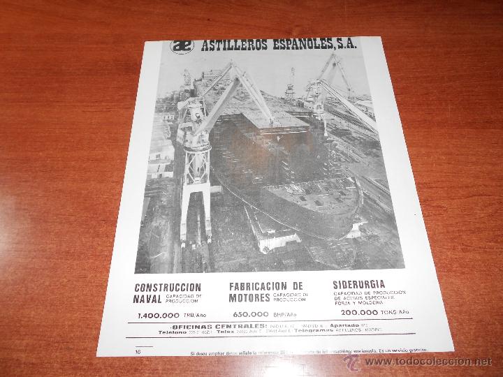 Cat&aacute;logos publicitarios: PUBLICIDAD A&Ntilde;OS 70: ASTILLEROS ESPA&Ntilde;OLES S.A.