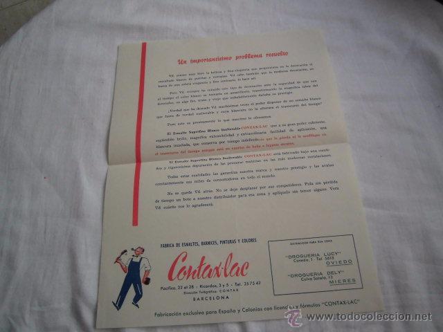 Werbekataloge: HOJA PUBLICIDAD CONTAX-LAC FABRICA DE BARNICES,ESMALTES,PINTURAS BARCELONA