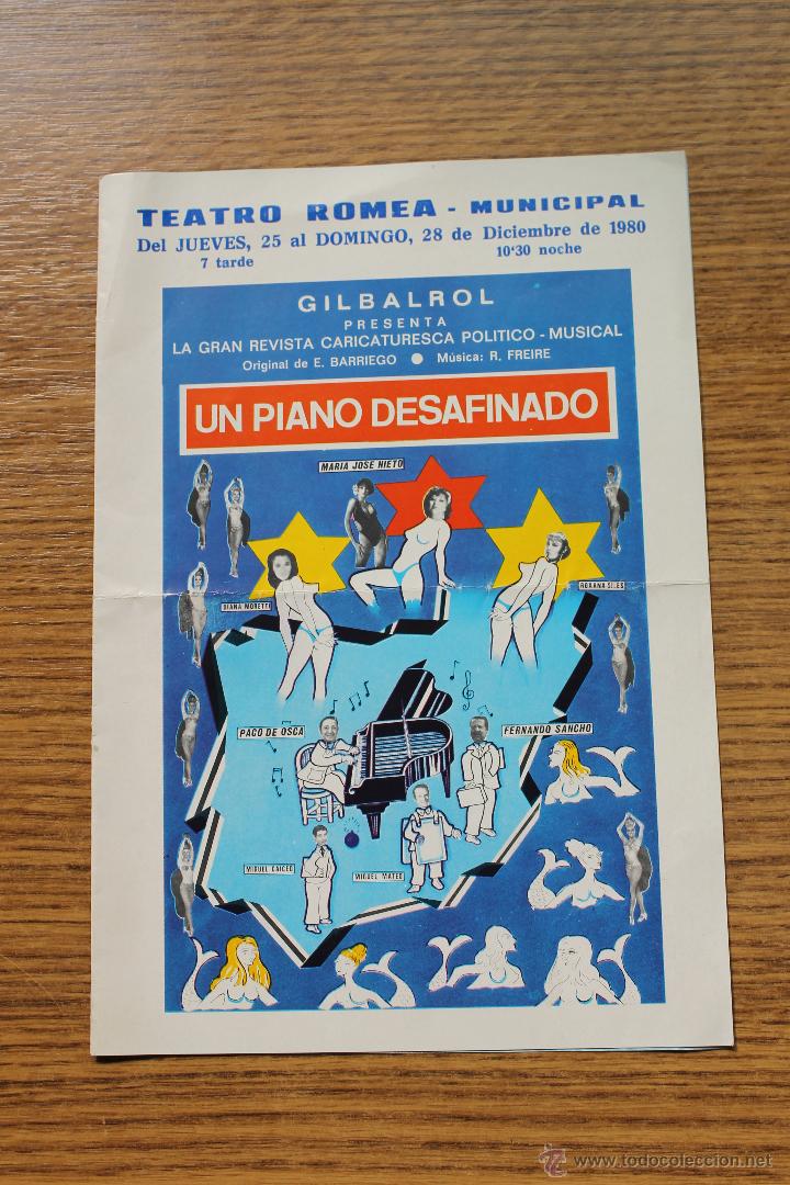 Catalogues publicitaires: TEATRO ROMEA 1980, UN PIANO DESAFINADO, REVISTA POLITICO-MUSICAL MURCIA