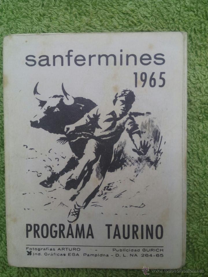 Cat&aacute;logos publicitarios: SANFERMINES 1965 / PROGRAMA TAURINO - Foto 1