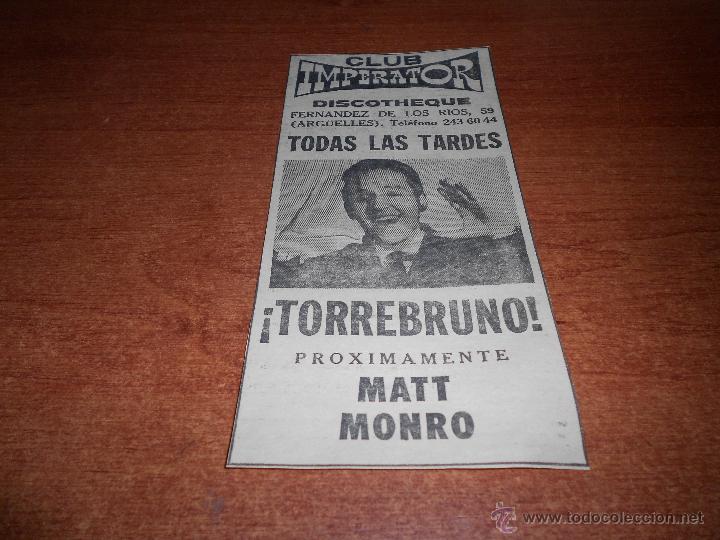 Cataloghi pubblicitari: PUBLICIDAD EN PRENSA 1971: CLUB IMPERATOR DISCOTHEQUE: TORREBRUNO