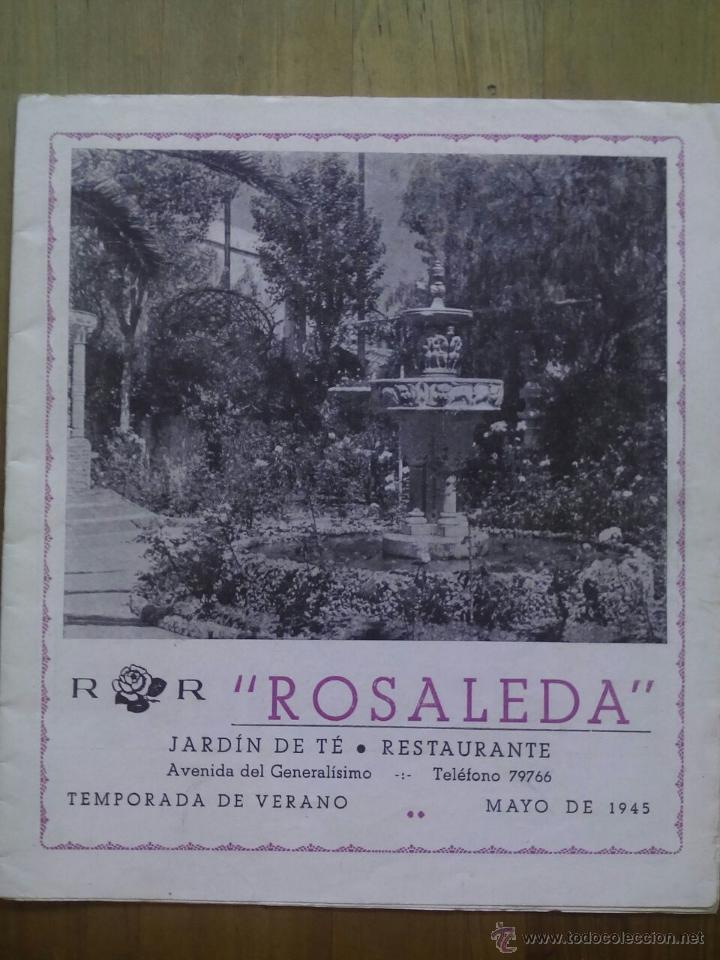 Cat&aacute;logos publicitarios: CAT&Aacute;LOGO RESTAURANTE ROSALEDA / MAYO DE 1945