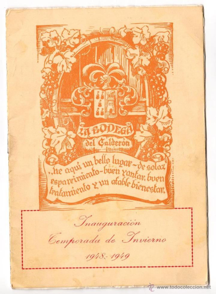 FOLLETO CATÃLOGO PUBLICITARIO LA BODEGA DEL CALDERÃ“N - TEMPORADA INVIERNO 1948-1949 (Coleccionismo - CatÃ¡logos Publicitarios)