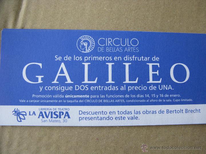 Cat&aacute;logos publicit&aacute;rios: CIRCULO DE BELLAS ARTES. PROMOCI&Oacute;N DE GALILEO DE BERTOLT BRECH.