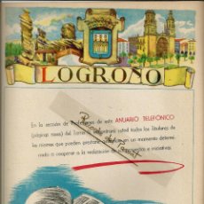 Catálogos publicitarios: PORTADA ANUARIO TELEFONICO *LOGROÑO*, DORSO CON MAPA PROVINCIA - AÑOS 50