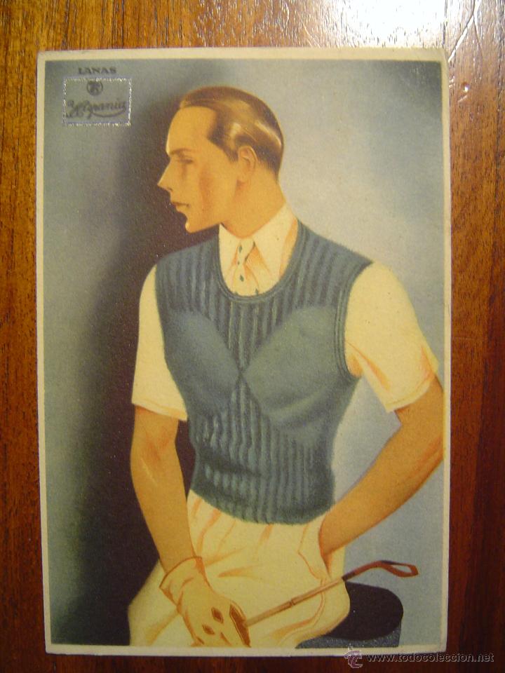 Cat&aacute;logos publicitarios: TARJETA DE PUBLICIDAD DE LANAS HISPANIA, REVERSO CON INSTRUCCIONES PARA REALIZAR MODELO HISPANIA 14