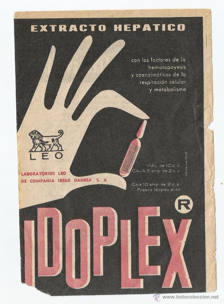 Cat&aacute;logos publicitarios: Anuncio medicamento IDOOPLEX extra&iacute;do de un libro del a&ntilde;o 1958