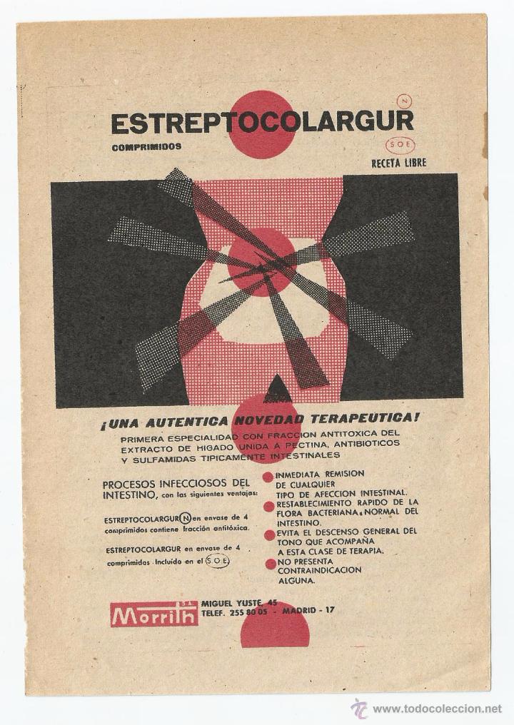 Cat&aacute;logos publicitarios: Anuncio medicamento ESTREPTOCOLARGUR , extra&iacute;do de un libro del a&ntilde;o 1958