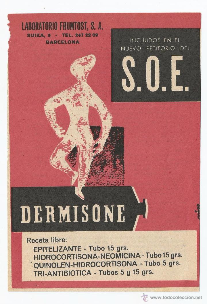 Cat&aacute;logos publicitarios: Anuncio medicamento DERMISONE , extra&iacute;do de un libro del a&ntilde;o 1958