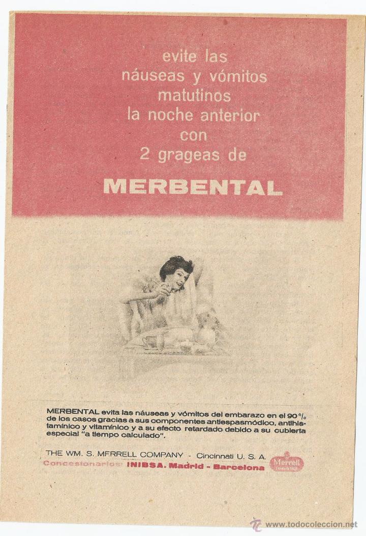 Cat&aacute;logos publicitarios: Anuncio medicamento MERBENTAL, extra&iacute;do de un libro del a&ntilde;o 1958