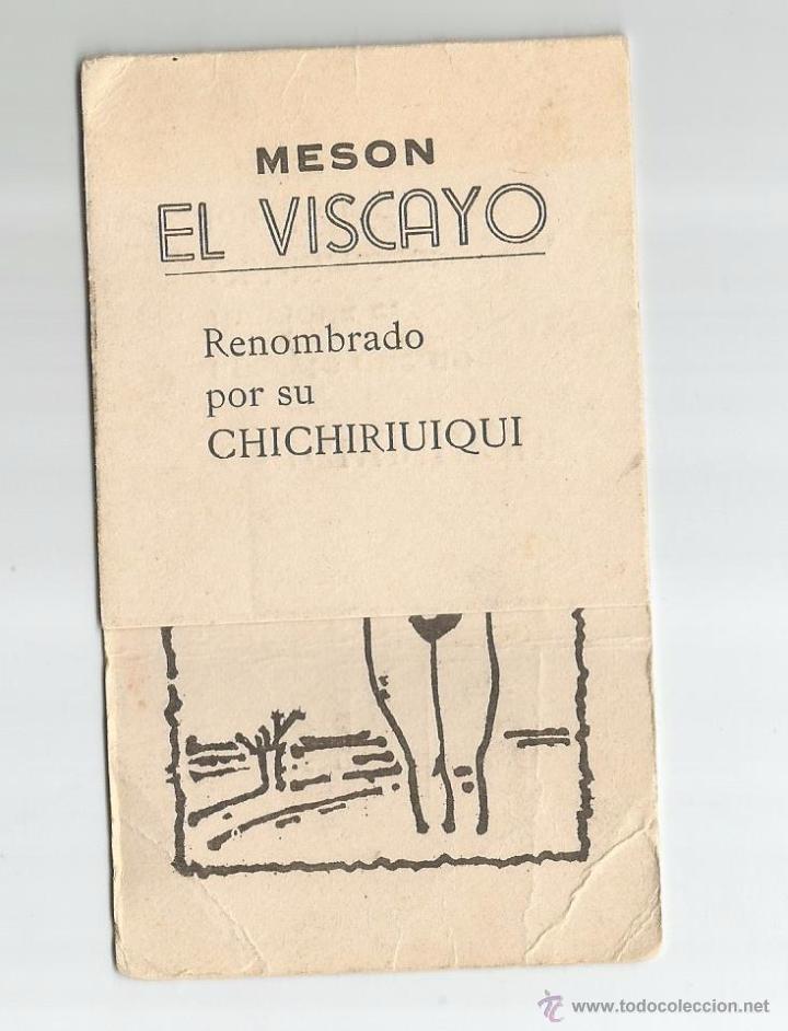 Cat&aacute;logos publicitarios: Tarjeta de BAR EL VISCAYO, CASTALLA (ALICANTE) a&ntilde;os 60-70