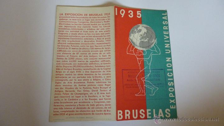 Cat&aacute;logos publicitarios: BRUSELAS 1935 EXPOSICI&Oacute;N UNIVERSAL - Foto 1