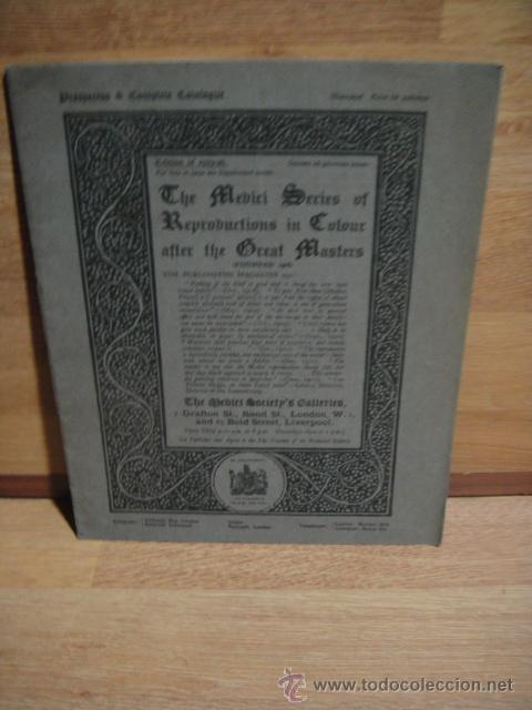 Cat&aacute;logos publicitarios: the medici society's galleries - catalogo de reproducciones de obras de arte - a&ntilde;o 1919 - 20