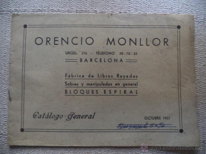 Cat&aacute;logos publicit&aacute;rios: Catalogo Orencio Monllor fabrica de libros rayados sobres y manipulados en genral