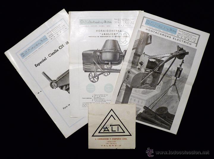 Advertising Catalogs: LOTE PUBLICIDAD J. LICERANZUM Y COMPA&Ntilde;&Iacute;A LTDA. MAQUINARIA, MOTORES, BOMBAS, TUBERIAS. A&Ntilde;OS 50