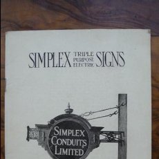Catálogos publicitarios: SIMPLEX, TRIPLE PURPOSE ELECTRIC SIGNS. C. 1930. LETREROS. PUBLICIDAD. DECORACIÓN DE COMERCIOS. 