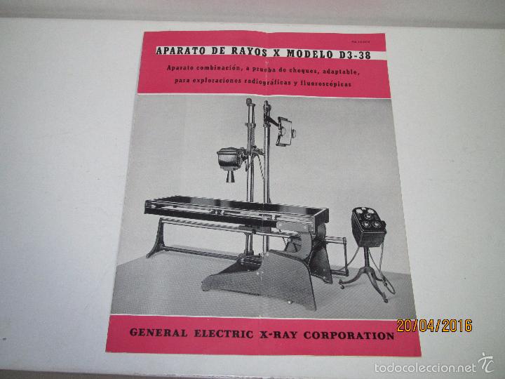Werbekataloge: Antiguo Catalogo del Aparato de Rayos X Mod. D3-38 de GENERAL ELECTRIC en Espa&ntilde;ol - A&ntilde;o 1950s.