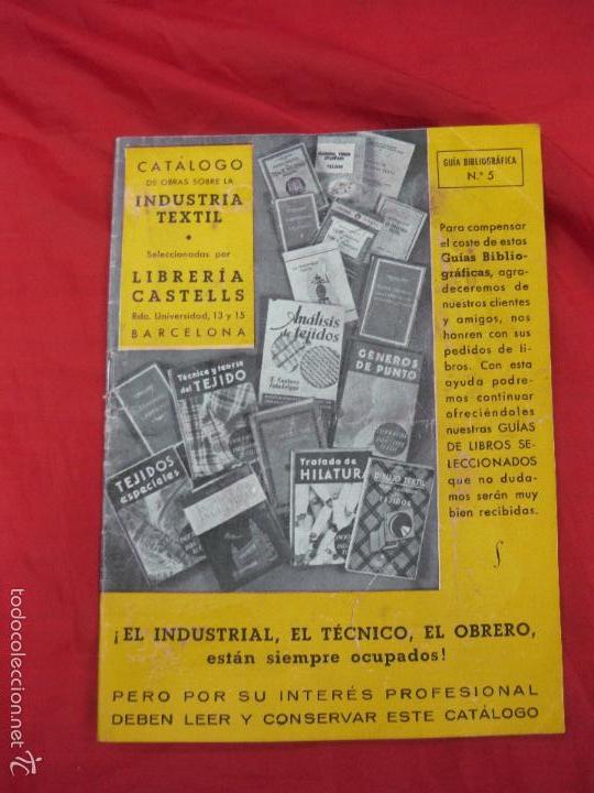 Cat&aacute;logos publicitarios: CATALOGO DE OBRAS SOBRE LA INDUSTRIA TEXTIL. LIBRERIA CASTELLS. GUIA BIBLIOGRAFICA N&ordm; 5. A&Ntilde;OS 40.