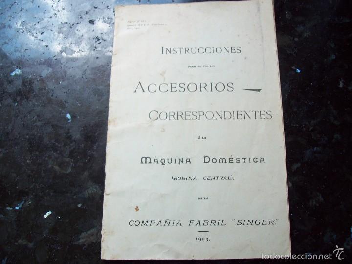 Werbekataloge: Catalogo en espa&ntilde;ol Instrucciones maquinas de coser SINGER a&ntilde;o 1903  con 15 paginas