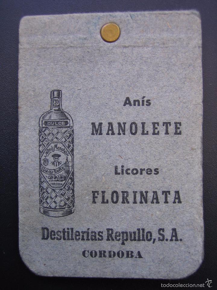 Cat&aacute;logos publicitarios: Libreta publicitaria Destiler&iacute;a Repullo. An&iacute;s Manolete. C&oacute;rdoba. M 9,5 x 6,5 cm