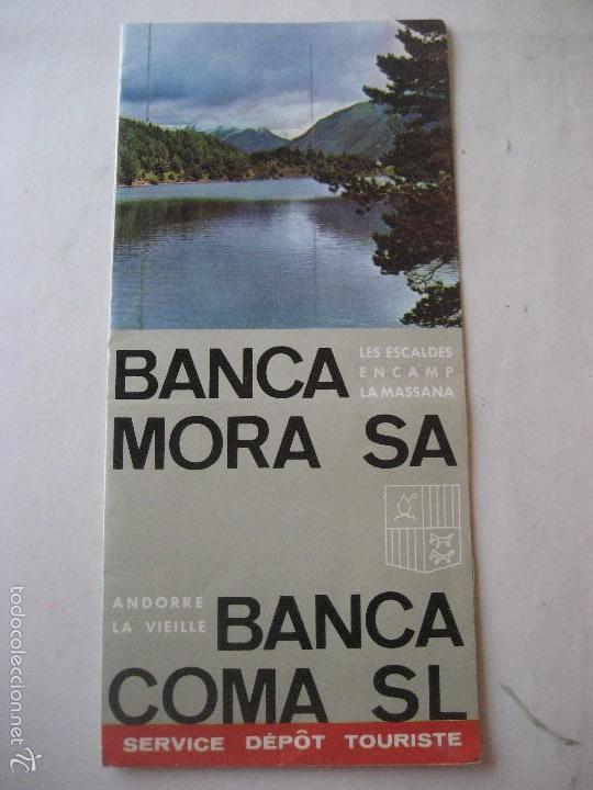 Cat&aacute;logos publicit&aacute;rios: Andorra. Banca Mora. Desplegable con mapa de sucursales.