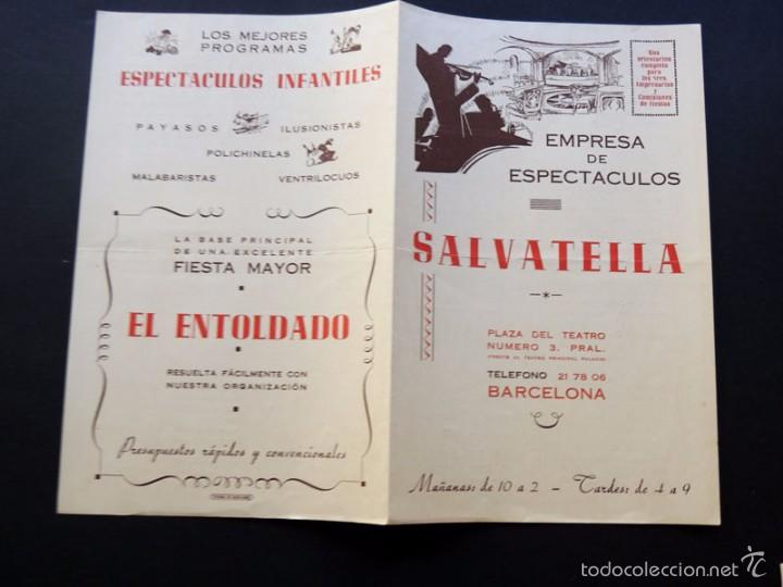 Cat&aacute;logos publicit&aacute;rios: FOLLETO PUBLICIDAD / EMPRESA DE ESPECTACULOS SALVATELLA / BARCELONA 1950