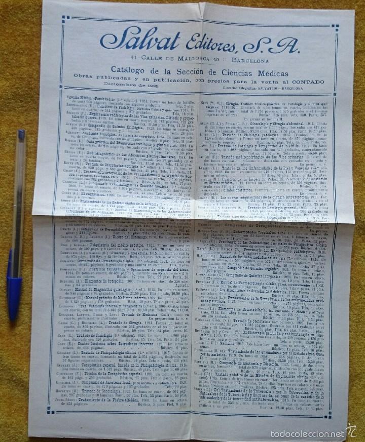 Cat&aacute;logos publicitarios: Salvat Editores: Cat&aacute;logo de la Secci&oacute;n de Ciencias M&eacute;dicas, Diciembre de 1925. 2 p&aacute;ginas.