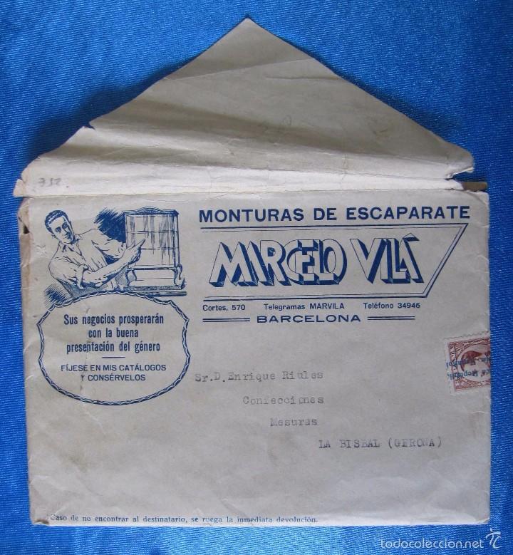 Cat&aacute;logos publicitarios: SOBRE COMERCIAL. MARCELO VIL&Aacute;. BARCELONA. CON SELLO DE ALFONSO XIII SOBREIMPRESO REP&Uacute;BLICA ESPA&Ntilde;OLA