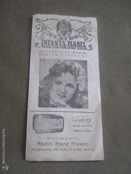 Cat&aacute;logos publicitarios: FOLETO MULTIPUBLICIDAD CON CABECERA DEL TEATRO INFANTA ISABEL 34 TEMPORADA - VER FOTOS