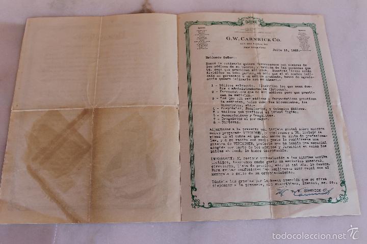 Cat&aacute;logos publicit&aacute;rios: CARTA DIRIGIDA A LOS MEDICOS Y BOTICARIOS, 1925, LABORATORIO CARNRICK, NUEVA YORK