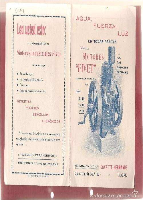 Catalogues publicitaires: AGUA FUERZA LUZ MOTORES FIVET, 1920 MADRID para gas gasolina petroleo , ... .nni