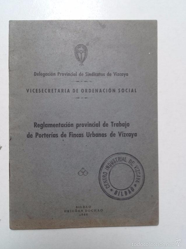 Cat&aacute;logos publicitarios: DELEGACION PROVINCIAL SINDICATOS DE VIZCAYA, TRABAJO DE PORTERIAS FINCAS URBANAS VIZCAYA, BILBAO 194