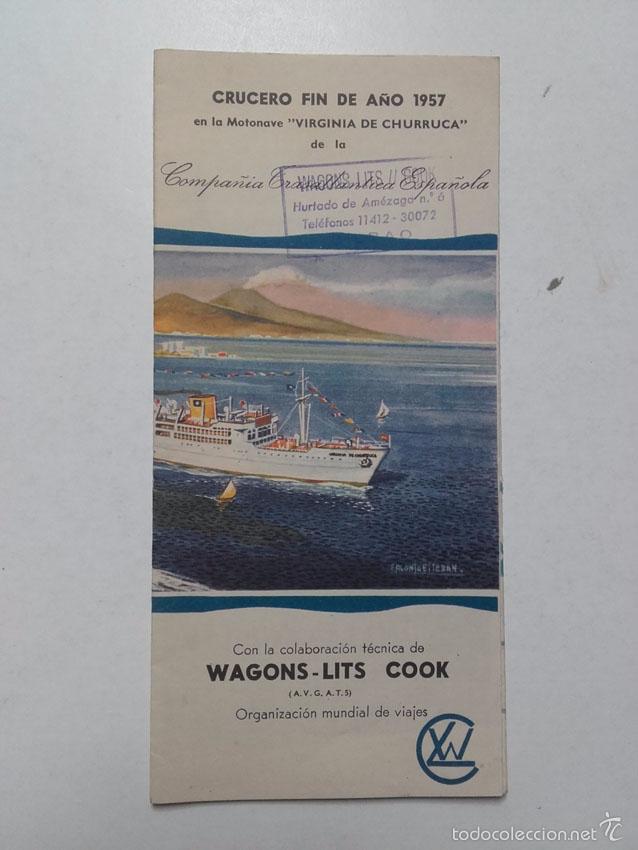 Cat&aacute;logos publicitarios: COMPA&Ntilde;&Iacute;A TRASATLANTICA ESPA&Ntilde;OLA, VIRGINIA DE CHURRUCA, MOTONAVE, CRUCERO 1957.