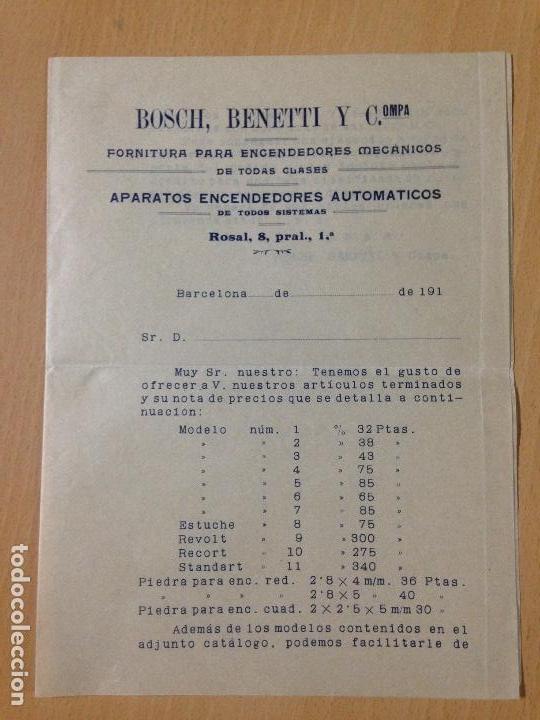 Catalogues publicitaires: TARIFA DE PRECIOS ENCENDEDORES BOSCH BENETTI BARCELONA
