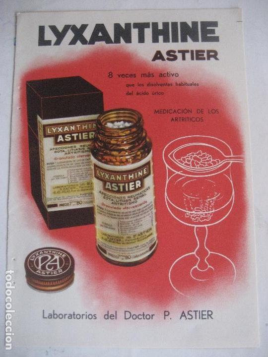 Werbekataloge: Publicidad farmac&eacute;utica. 1932. Lyxanthine Astier. Doctor P.Astier. Hoja a dos caras 23 x 15 cms