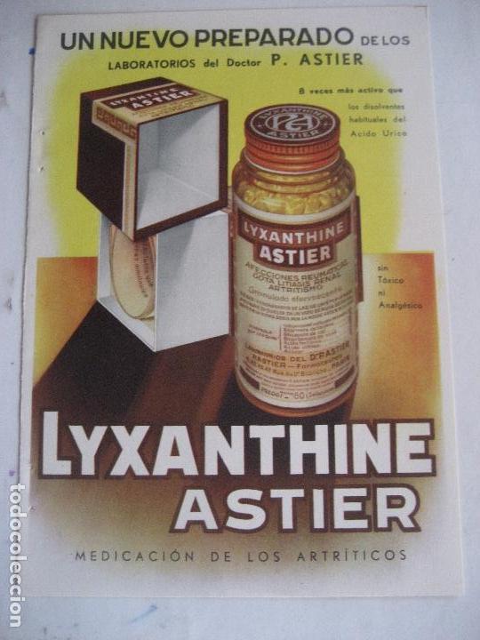 Werbekataloge: Publicidad farmac&eacute;utica. 1932. Lyxanthine Astier. Doctor P.Astier. Hoja a dos caras 23 x 15 cms