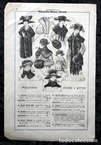 Cat&aacute;logos publicit&aacute;rios: MODA - PELETERIA - MANCHONES - ESTOLAS Y GORRAS - MUJER - 26,5X18cm - ILUSTRADO - circa 1920