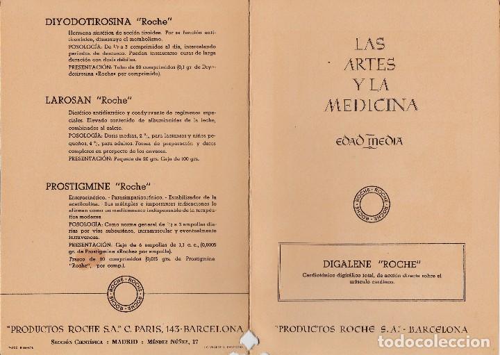 Cat&aacute;logos publicitarios: PRODUCTOS ROCHE - LAS ARTES Y LA MEDICINA - DIPTICO EDAD MEDIA - 14,5 x 21CM - FOTO ADICIONAL