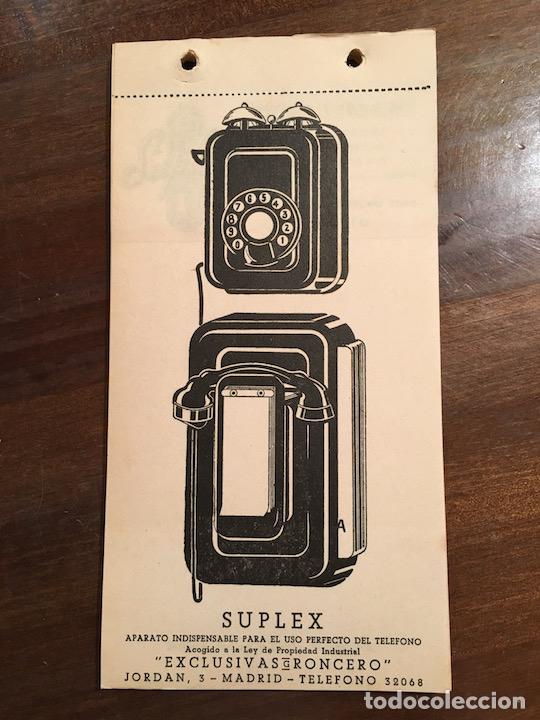 Cataloghi pubblicitari: LIBRETA DE NOTA PUBLICIDAD TELEFONO SUPLEX EXCLUSIVAS RONCERO MADRID
