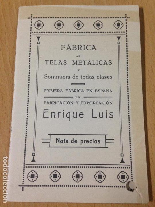 Catalogues publicitaires: ANTIGUO CATALOGO FABRICA DE TELAS METALICAS SOMMIERS ENRIQUE LUIS VALENCIA