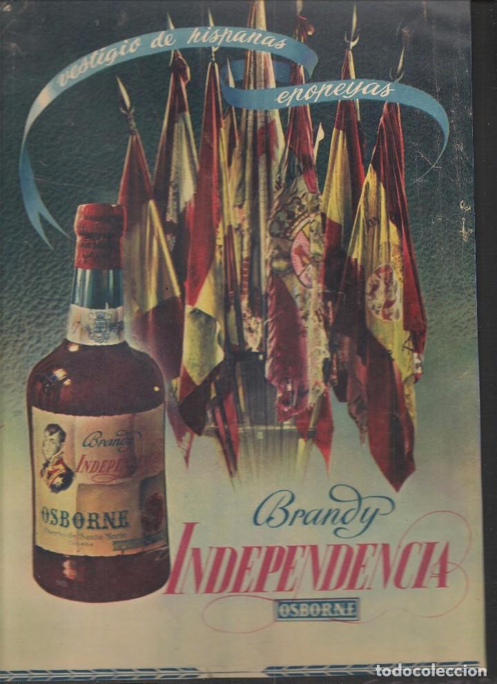 Cat&aacute;logos publicitarios: BRANDY INDEPENDENCIA. OSBORNE.  P&Aacute;GINA DE PUBLICIDAD EN PRENSA PEGADA SOBRE CARTULINA. (P/B75)