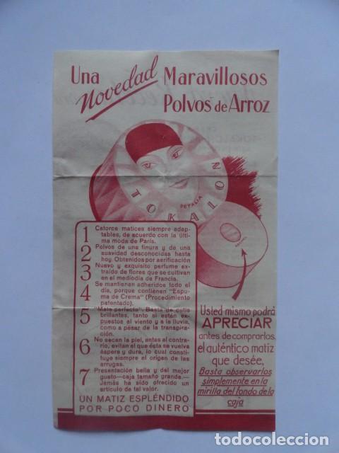 Cat&aacute;logos publicitarios: FOLLETO PUBLICIDAD MARAVILLOSOS POLVOS DE ARROZ TOKALON (PERFUME)