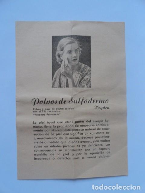 Cat&aacute;logos publicitarios: FOLLETO PUBLICIDAD POLVOS DE SULFODERMO HEYDEN (PERFUME)