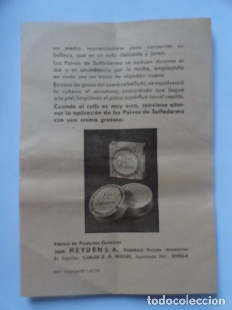Cat&aacute;logos publicitarios: FOLLETO PUBLICIDAD POLVOS DE SULFODERMO HEYDEN (PERFUME) - Foto 3