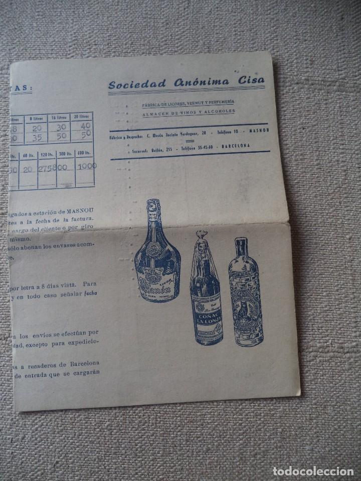 Cat&aacute;logos publicitarios: Catalogo lista de precios Sociedad anonima Cisa anis Gato Brandy Co&ntilde;ac