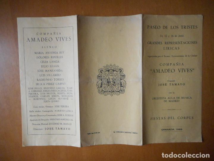 Cataloghi pubblicitari: Programa Grandes Representaciones L&iacute;ricas, Compa&ntilde;&iacute;a Amadeo Vives. Fiestas Corpus 1966 Granada