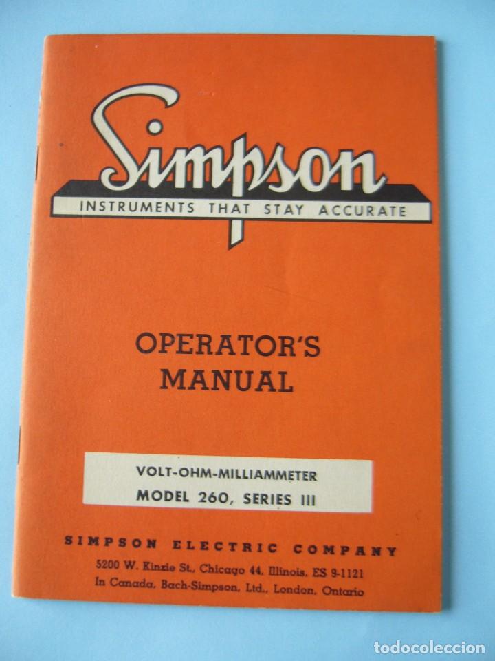Cat&aacute;logos publicitarios: MANUAL DE USO VOLTIMETRO SIMPSON ELECTRIC C&ordf; MODELO 260 SERIE III - INGL&Eacute;S