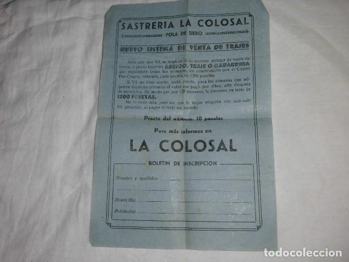 Werbekataloge: FOLLETO PUBLICITARIO SASTRERIA LA COLOSAL POLA DE SIERO ASTURIAS
