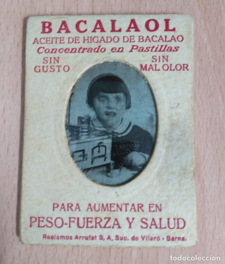 Cat&aacute;logos publicit&aacute;rios: Antiguo folleto de Publicidad Farmacia BACALAOL - Aceite de higado de bacalaol