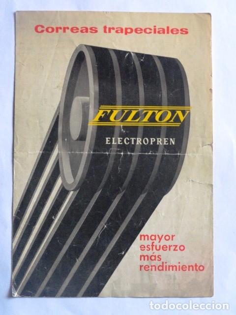 Cat&aacute;logos publicit&aacute;rios: CATALOGO DIPTICO PUBLICIDAD CORREAS TRAPECIALES FULTON ELECTROPREN 1970